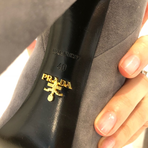 ❌SOLD❌ Prada Platform Suede Booties Gray Grey - Picture 8 of 8